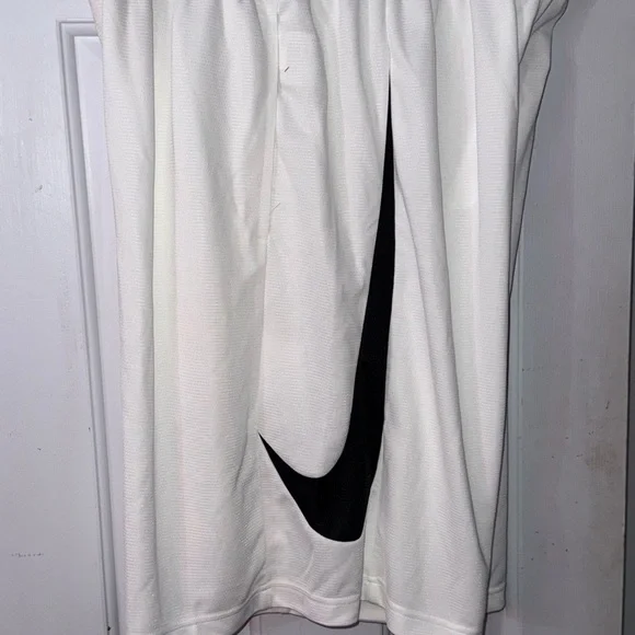 Nike White Shorts with Black Logo - Picture 1 of 5